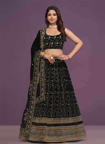 Amazing Black Designer Georgette Lehenga with sequin and thread embroidery work